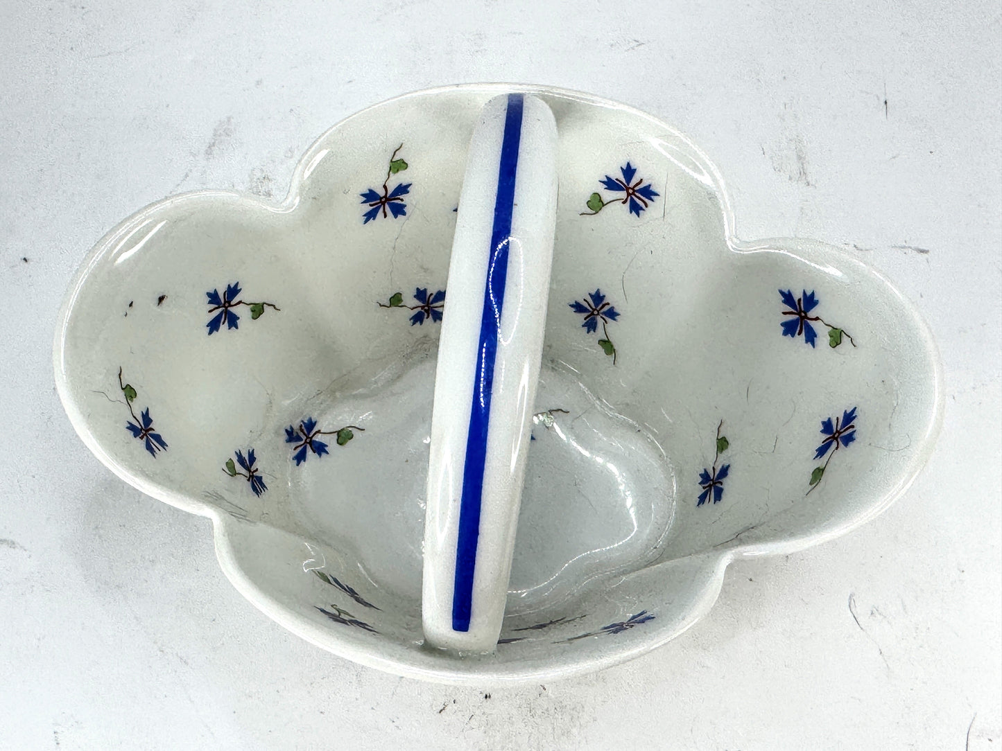 Haviland Limoges Blue Cornflower Porcelain Basket Centerpiece A1020