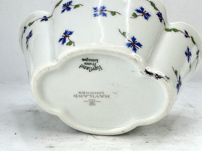 Haviland Limoges Blue Cornflower Porcelain Basket Centerpiece A1020