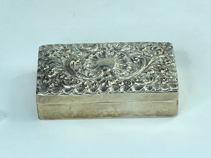 Antique Art Nouveau sterling Silver Postage Stamp Box Flowers chiseled 42g SS99