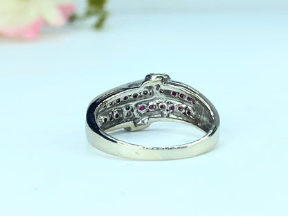 14k White Gold .90TCW Ruby & Diamond Band Ring JR9320