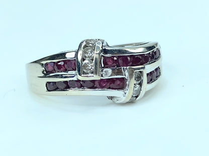 14k White Gold .90TCW Ruby & Diamond Band Ring JR9320