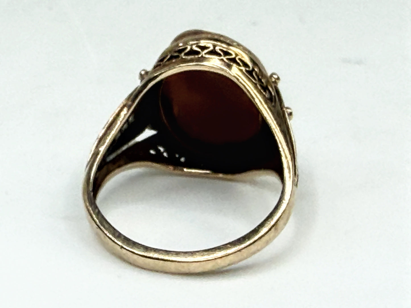 Vintage 10K Gold Shell Cameo Ring Filigree Setting Size 7 JR1547