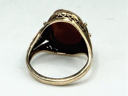 Vintage 10K Gold Shell Cameo Ring Filigree Setting Size 7 JR1547