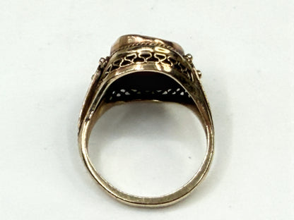 Vintage 10K Gold Shell Cameo Ring Filigree Setting Size 7 JR1547