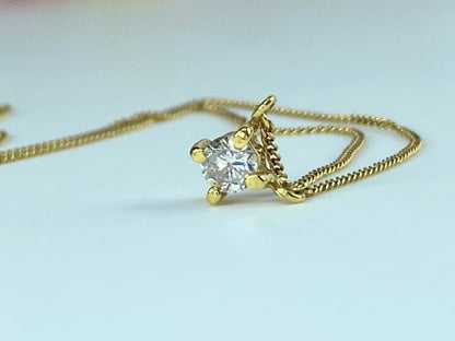 18K yellow gold 0.25ct round brilliant Solitaire Diamond cable necklace JR9874