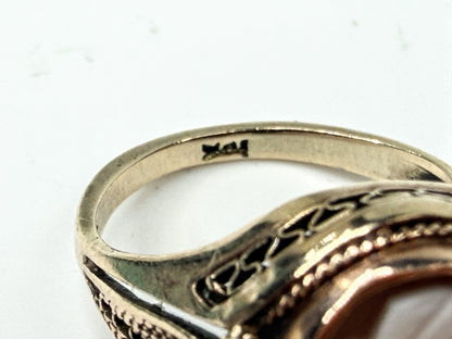 Vintage 10K Gold Shell Cameo Ring Filigree Setting Size 7 JR1547