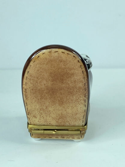 Limoges France Perching cat on sofa resting Eye-glasses trinket box A319