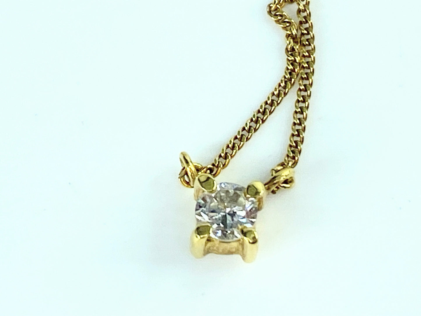 18K yellow gold 0.25ct round brilliant Solitaire Diamond cable necklace JR9874