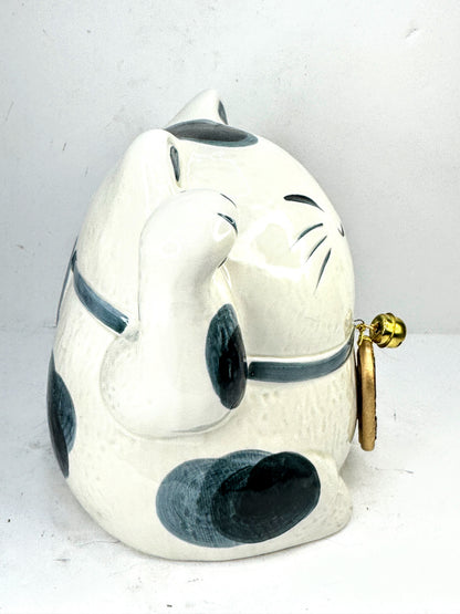 Vintage Japanese Maneki Neko Lucky Cat Ceramic Coin Bank A1022