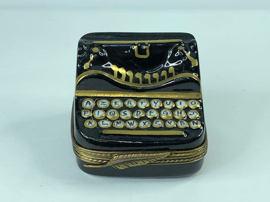 Porcelain Peint Main Vintage Typewriter Trinket Box by Limoges A282