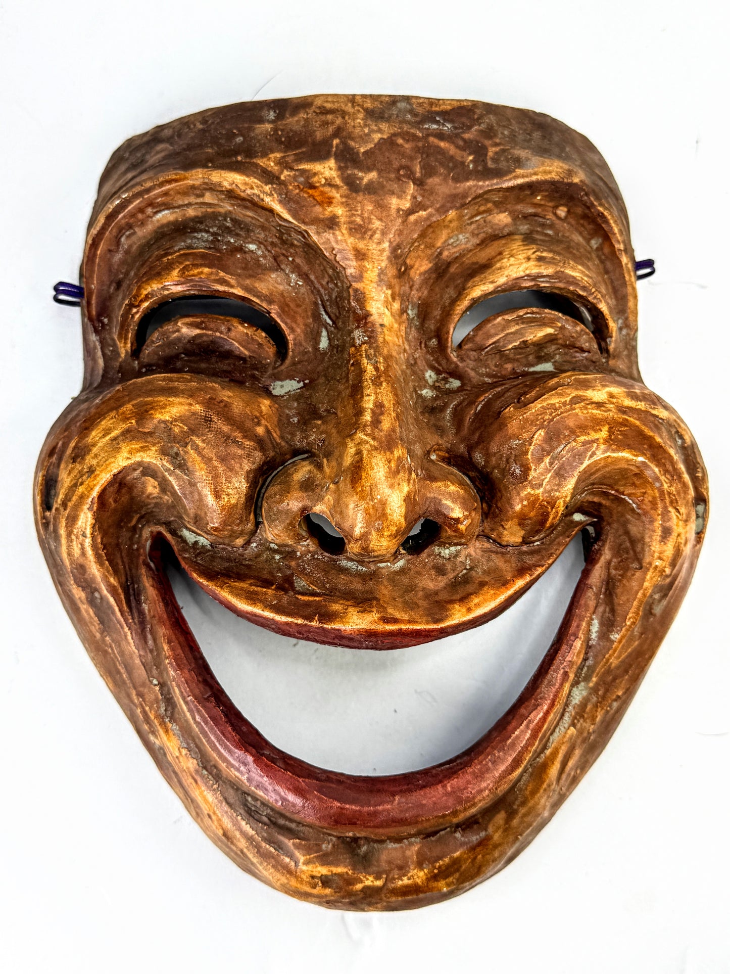 Japanese Hōtokusai芳徳斎 Signed Smiling Noh Showa-era Japanese ceramic mask A1023