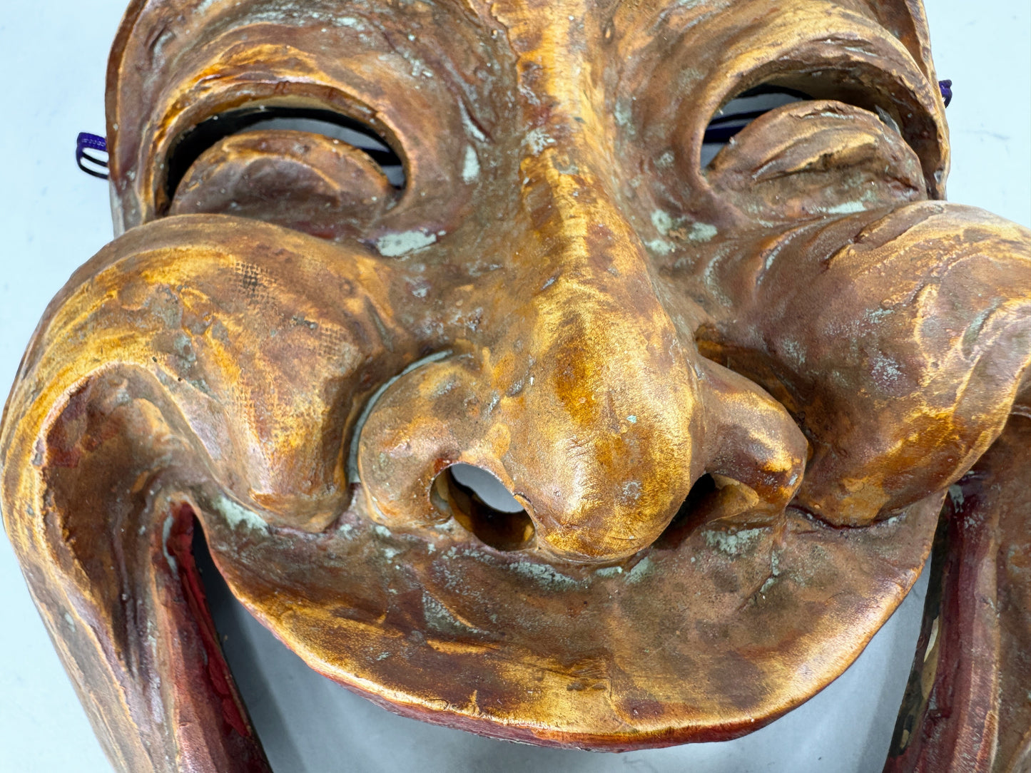 Japanese Hōtokusai芳徳斎 Signed Smiling Noh Showa-era Japanese ceramic mask A1023