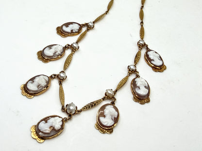Antique 14K Gold Cameo Unique Link Necklace 16” JR1549