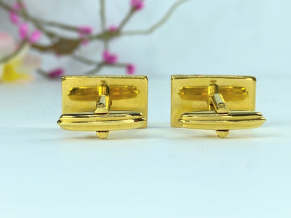 Vintage Alfred DunHill LOGO rectangular gold tone Cufflinks GS150