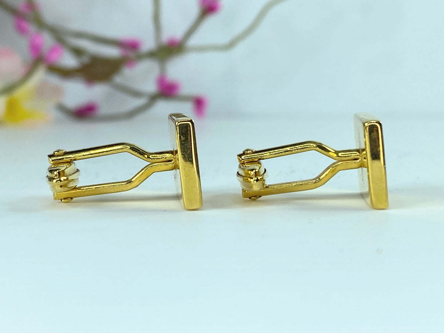 Vintage Alfred DunHill LOGO rectangular gold tone Cufflinks GS150