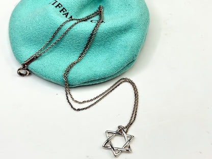 Vintage Tiffany & Co. Sterling Silver Star of David Necklace JR1551