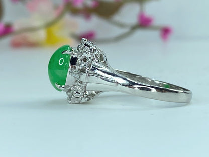 Platinum 2.31ct natural Jadeite Jade 0.23ct G/VS2 Diamond statement ring JR9888