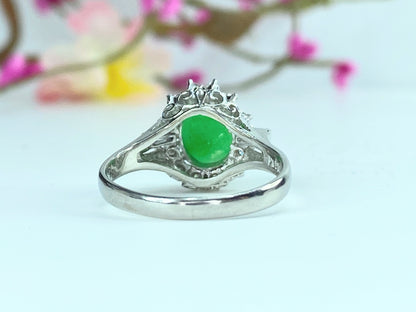 Platinum 2.31ct natural Jadeite Jade 0.23ct G/VS2 Diamond statement ring JR9888