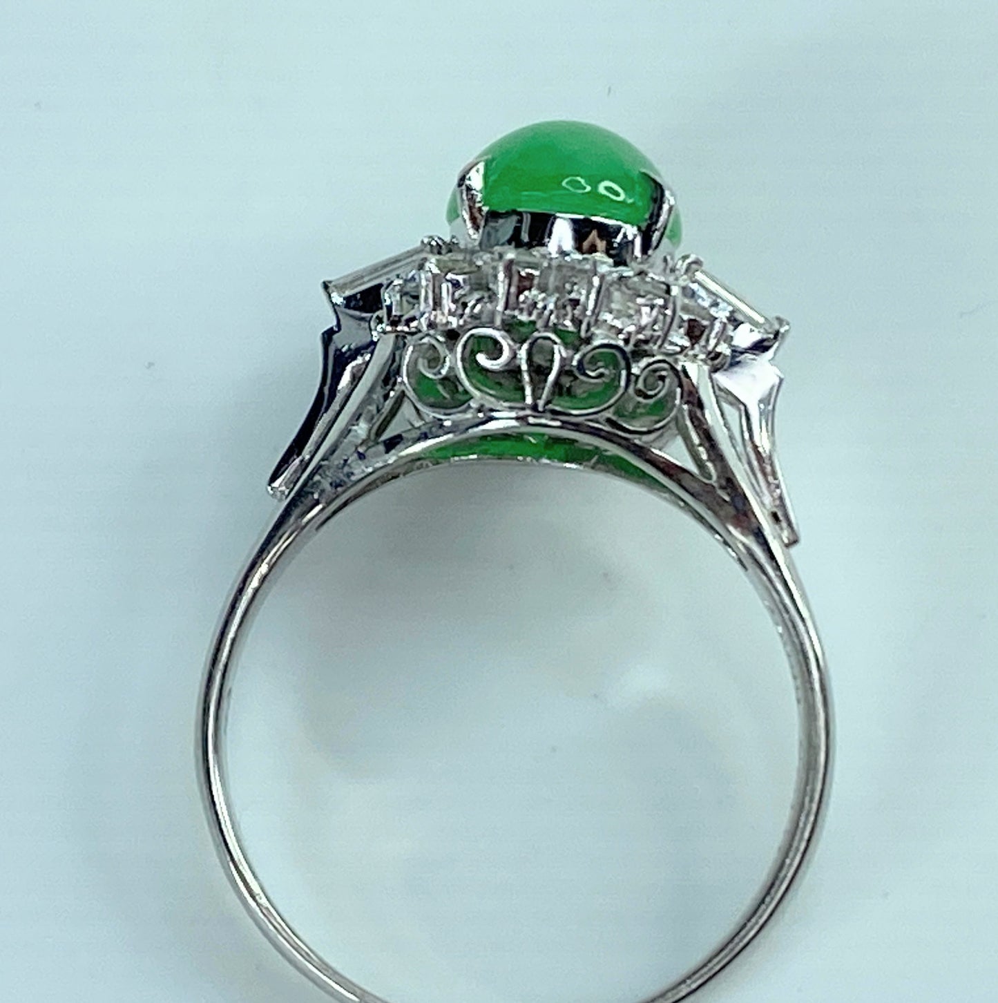 Platinum 2.31ct natural Jadeite Jade 0.23ct G/VS2 Diamond statement ring JR9888