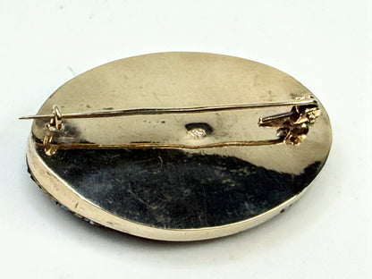 Art Deco Italian 14K Gold Micro Mosaic Floral Brooch Hand Made JR1552