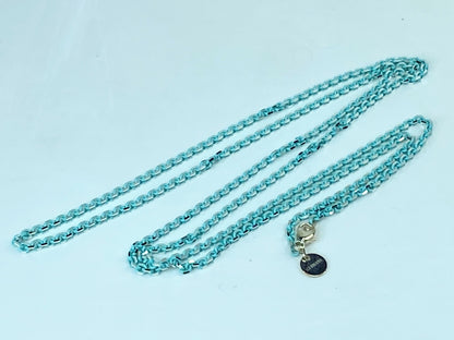 Tiffany & Co Sterling Silver 2.5mm Blue Enamel Sparkle Chain necklace JR1175