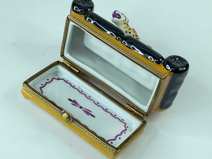Limoges hand painted Leopard on Couch 3 1/4" x 1 1/2" x 1 3/4" A284