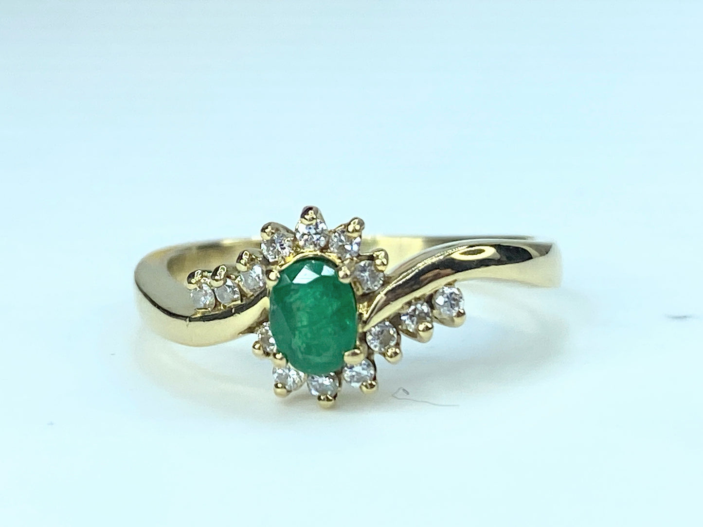 18K yellow gold Emerald Diamond statement ring JR9321