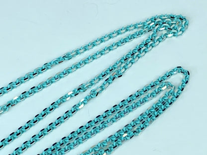Tiffany & Co Sterling Silver 2.5mm Blue Enamel Sparkle Chain necklace JR1175