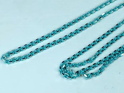 Tiffany & Co Sterling Silver 2.5mm Blue Enamel Sparkle Chain necklace JR1175