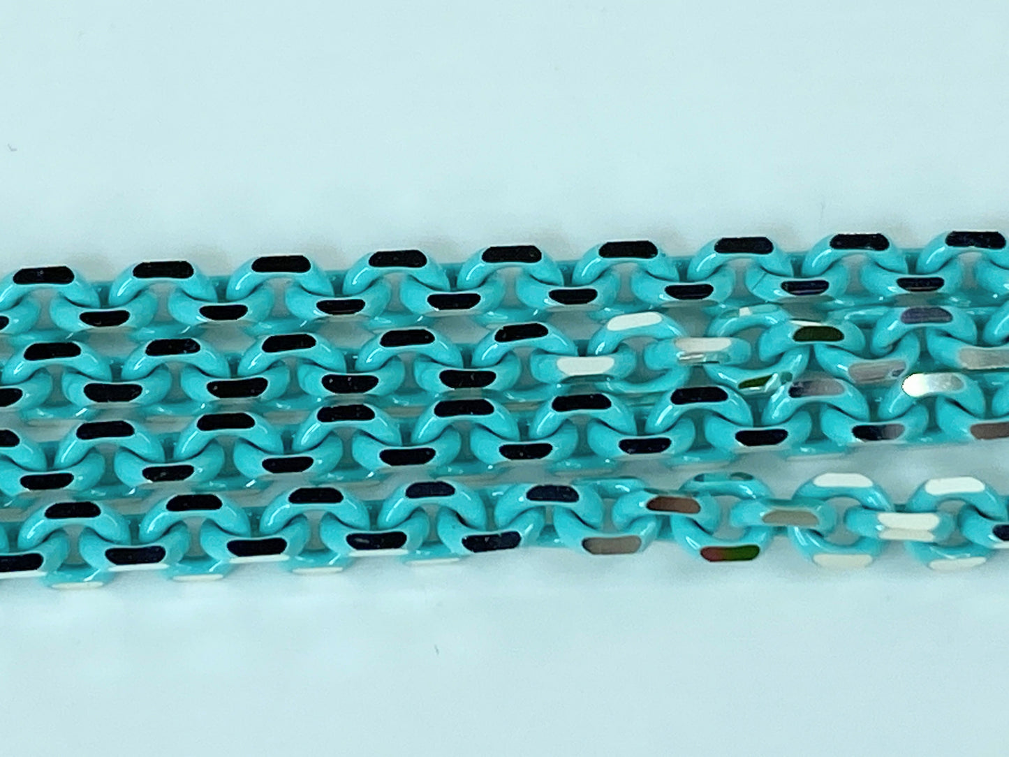 Tiffany & Co Sterling Silver 2.5mm Blue Enamel Sparkle Chain necklace JR1175