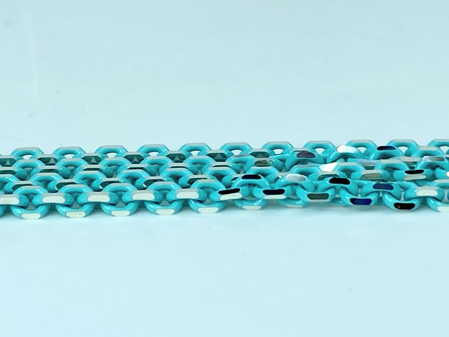 Tiffany & Co Sterling Silver 2.5mm Blue Enamel Sparkle Chain necklace JR1175