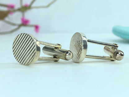 Tiffany & Co. sterling silver Rare oval Striped cufflinks 10.2 17.5x12mm GS151