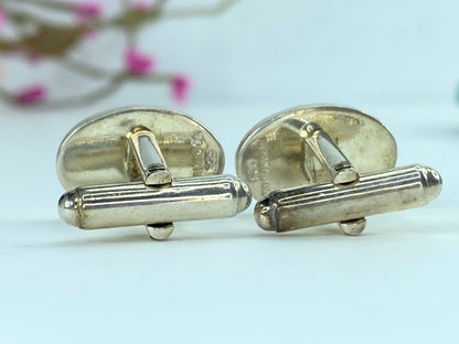 Tiffany & Co. sterling silver Rare oval Striped cufflinks 10.2 17.5x12mm GS151