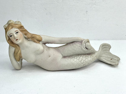 Mid Century Japanese Bisque Lounging Mermaid Figure A1026