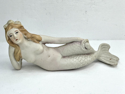 Mid Century Japanese Bisque Lounging Mermaid Figure A1026