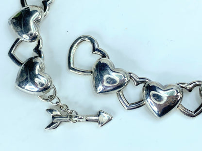 Tiffany & Co sterling Heart Link necklace Arrow clasp 16 1/4" 57.7g JR0067