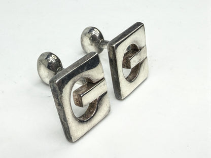 Vintage Gucci GG Logo Sterling Silver Square Cufflinks Italy SS331