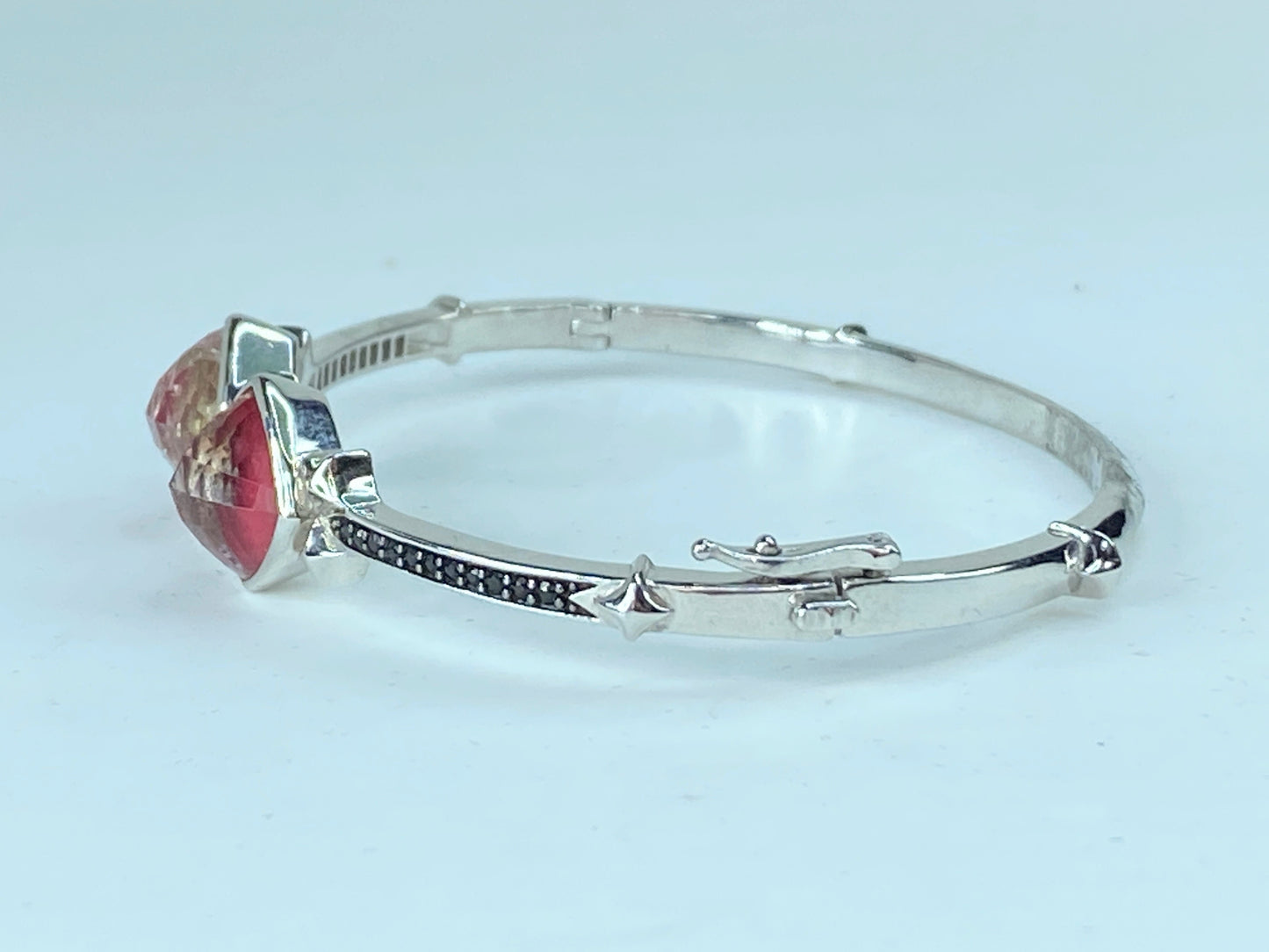 Stephen Webster Superstud Silver Quartz and Coral Bangle Bracelet