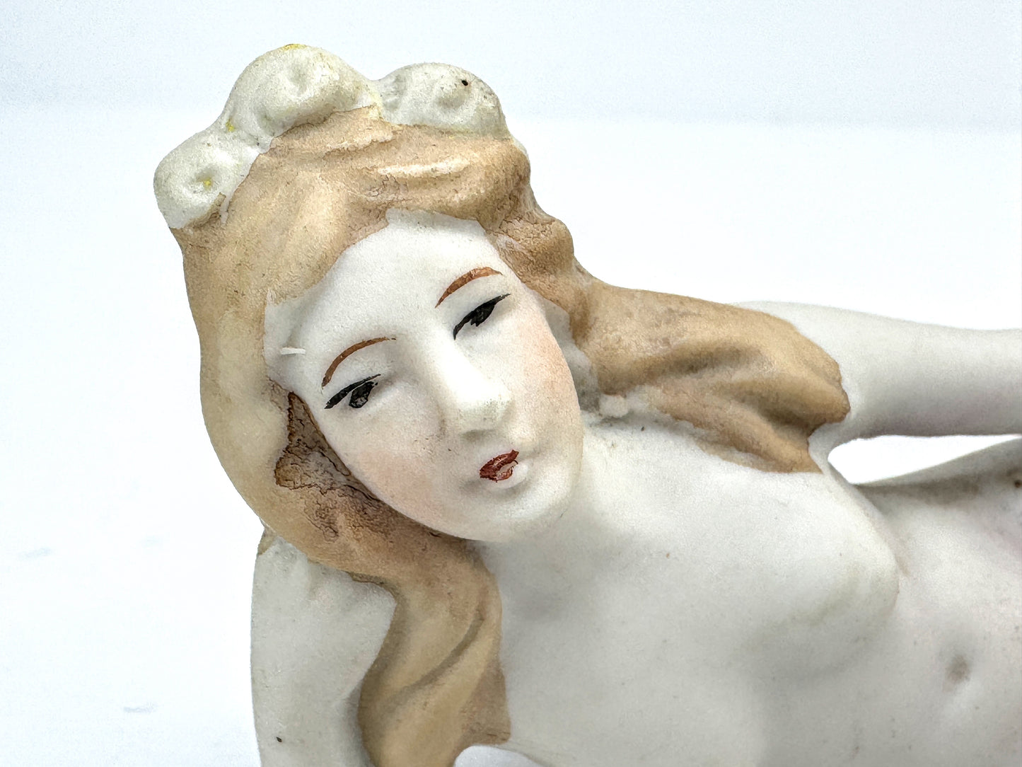 Mid Century Japanese Bisque Lounging Mermaid Figure A1026