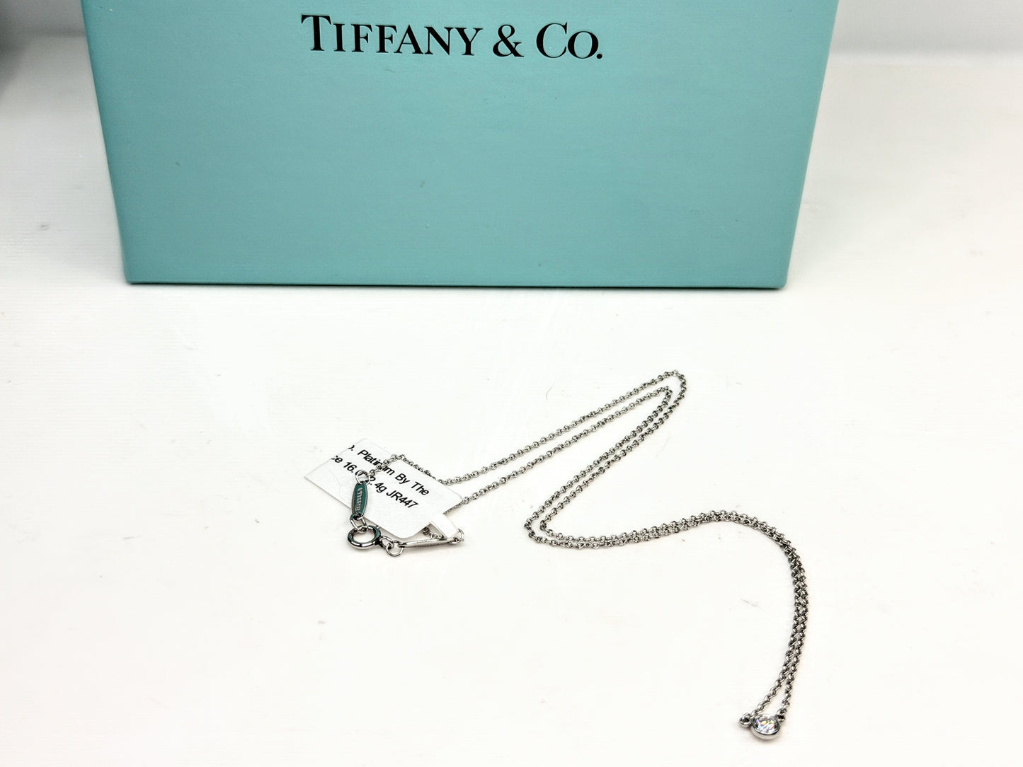 Vintage Tiffany & Co. PT950 Diamond By The Yard Necklace 16" JR1553