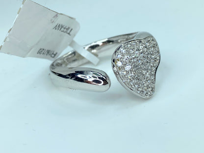 Tiffany & Co Elsa Peretti 750 Pave Diamond Full Heart Wrap Open Ring Spain JR9896