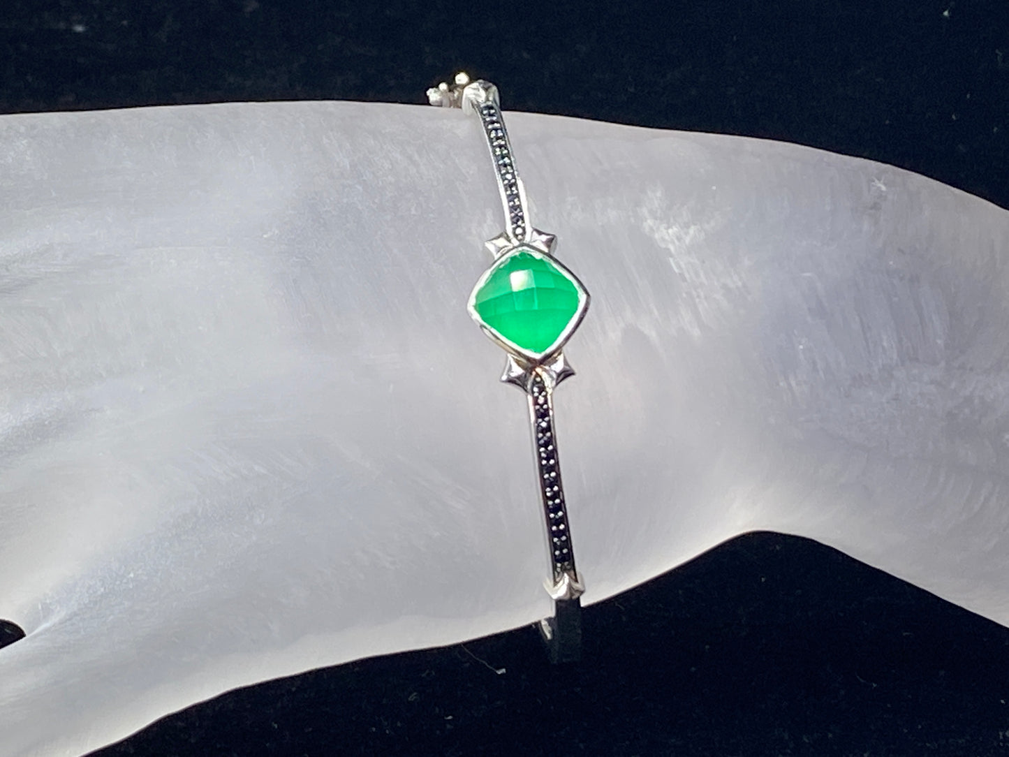 Stephen Webster Superstud Silver Black Sapphire Chrysoprase Quartz Bangle