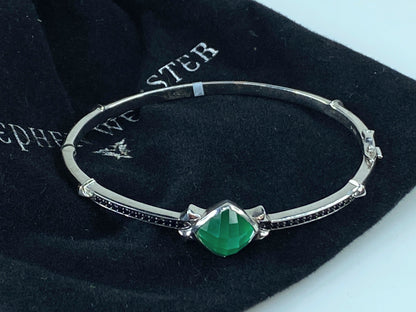 Stephen Webster Superstud Silver Black Sapphire Chrysoprase Quartz Bangle