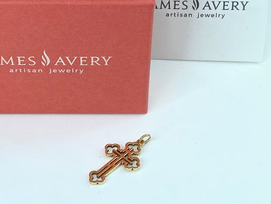 James Avery Orthodox Three Bar 14 Karat Yellow Gold Cross 1 1/4 Inch 2.3g JR1032