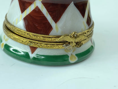 Limoges France Peint main Christmas Glove Trinket box 2 7/8 x 1 3/4" A287