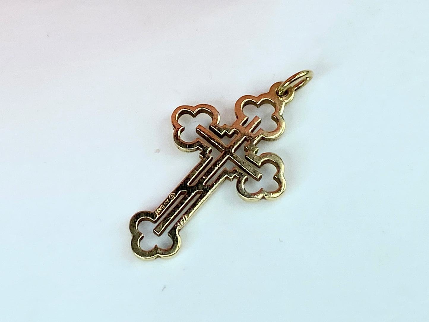 James Avery Orthodox Three Bar 14 Karat Yellow Gold Cross 1 1/4 Inch 2.3g JR1032
