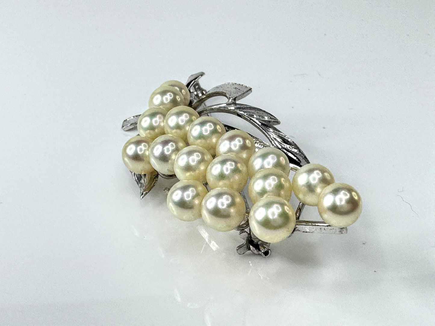 Vintage Japanese Sterling Silver Cultured Pearl Floral Spray Brooch 14.1g JR1714