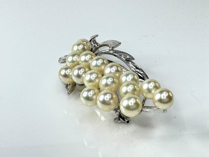 Vintage Japanese Sterling Silver Cultured Pearl Floral Spray Brooch 14.1g JR1714
