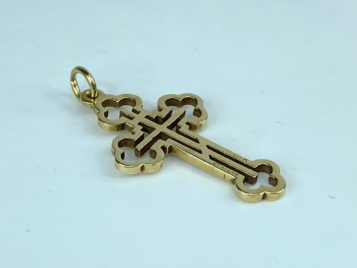 James Avery Orthodox Three Bar 14 Karat Yellow Gold Cross 1 1/4 Inch 2.3g JR1032