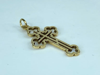 James Avery Orthodox Three Bar 14 Karat Yellow Gold Cross 1 1/4 Inch 2.3g JR1032